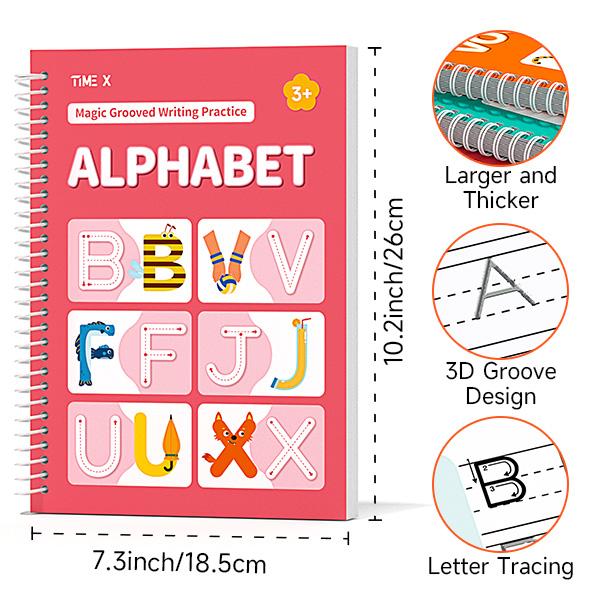 Pack of 6 Reusable Grooved Handwriting Workbook
